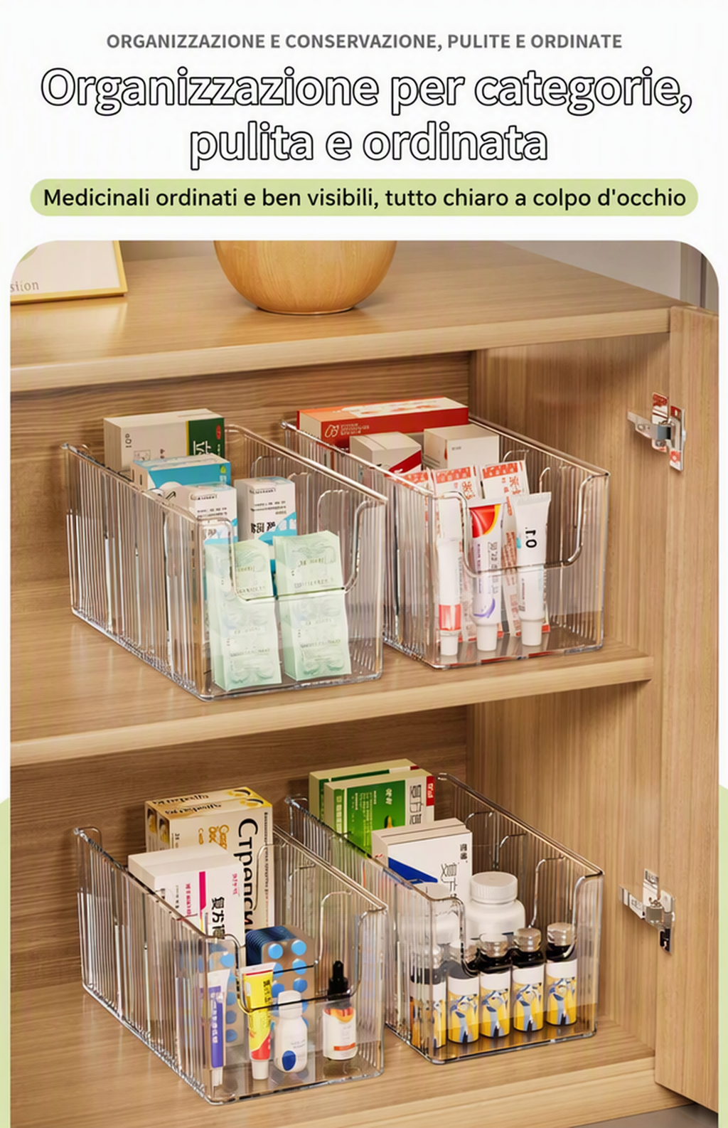 Organiseur de Médicaments Télescopique Transparent Extensible, Parfait pour Ranger Votre Armoire à Pharmacie