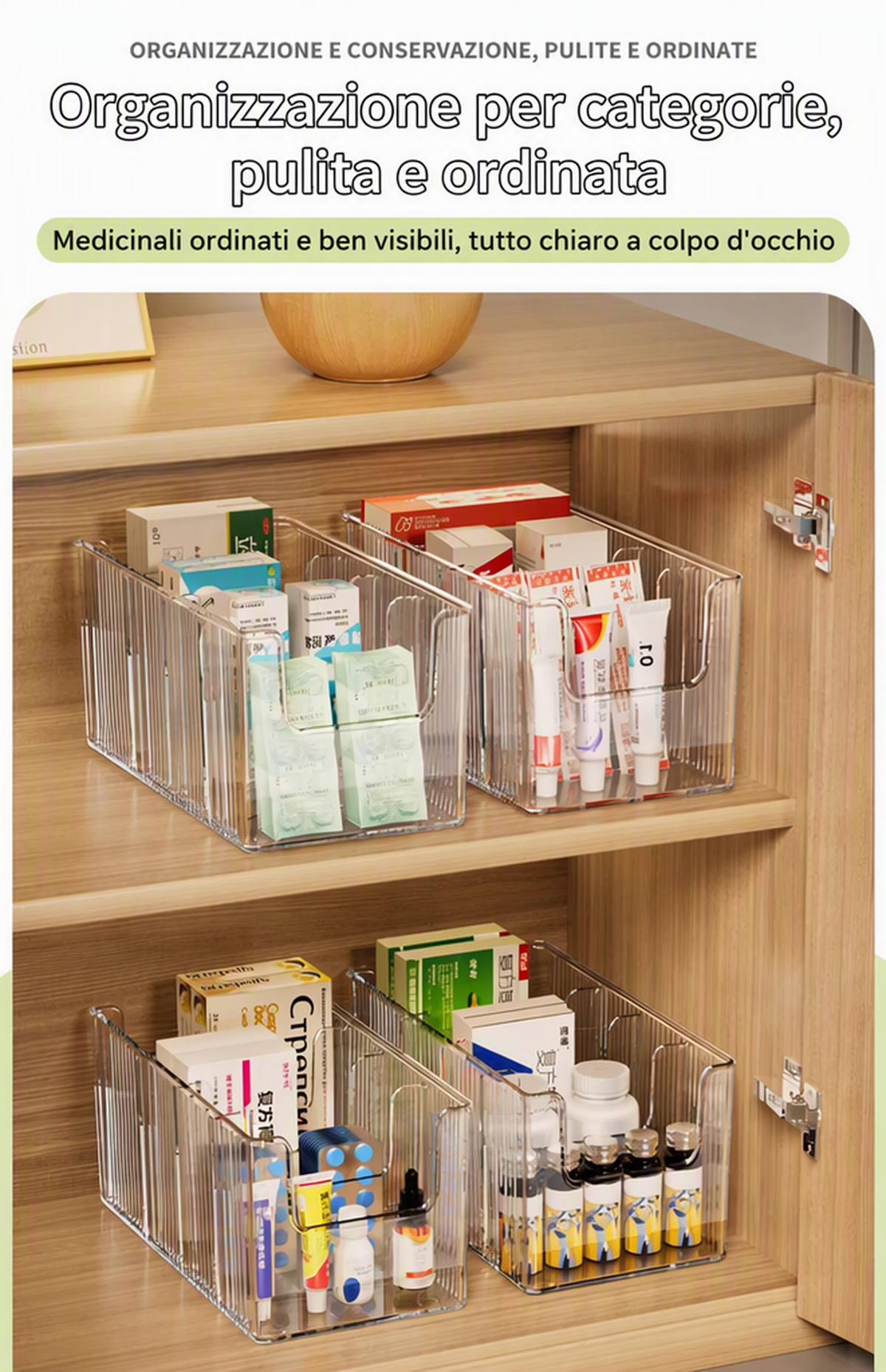 Organiseur de Médicaments Télescopique Transparent Extensible, Parfait pour Ranger Votre Armoire à Pharmacie