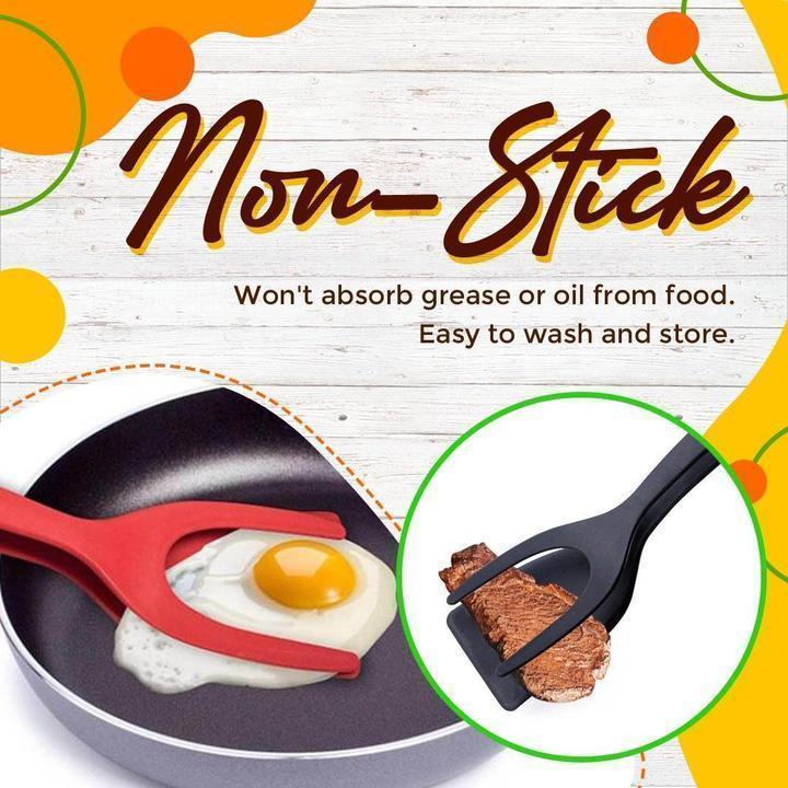 LIMITE 50% DE RÉDUCTION Pince-Spatule 2 en 1 Antiadhésif, Silicone,, Polyvalent