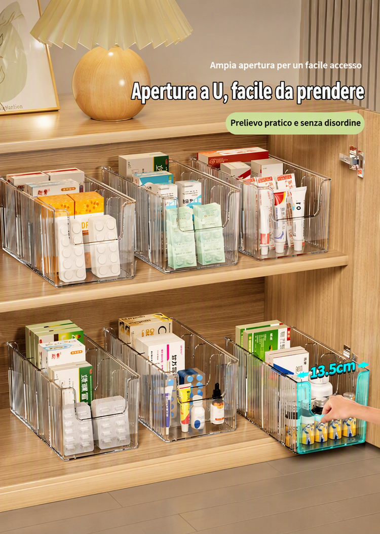 Organiseur de Médicaments Télescopique Transparent Extensible, Parfait pour Ranger Votre Armoire à Pharmacie
