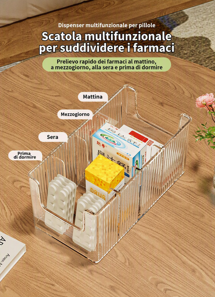 Organiseur de Médicaments Télescopique Transparent Extensible, Parfait pour Ranger Votre Armoire à Pharmacie