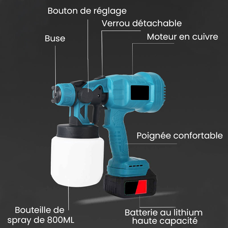 Pistolet à peinture électrique sans fil à réduction