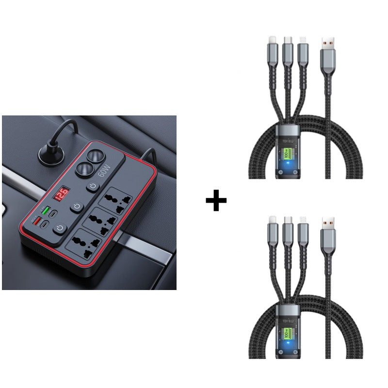 Multi-functional Car Charger | AC Outlets + Fast-Charging USB Ports