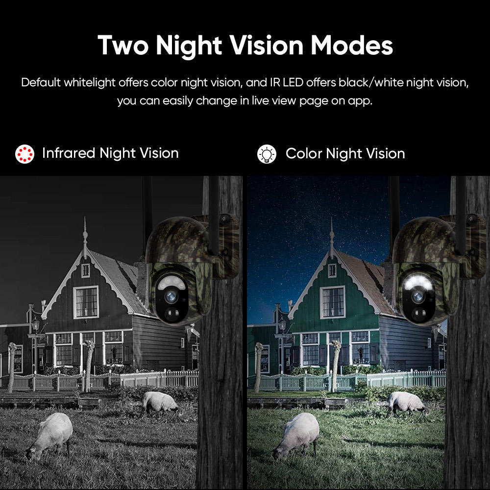 Caméra de surveillance solaire 4G CB114S Vue en direct 2K HD, couverture 360°, sans Wi-Fi, commande à distance par application, étanche, détection de mouvement, vision nocturne. Idéale pour l'extérieur.