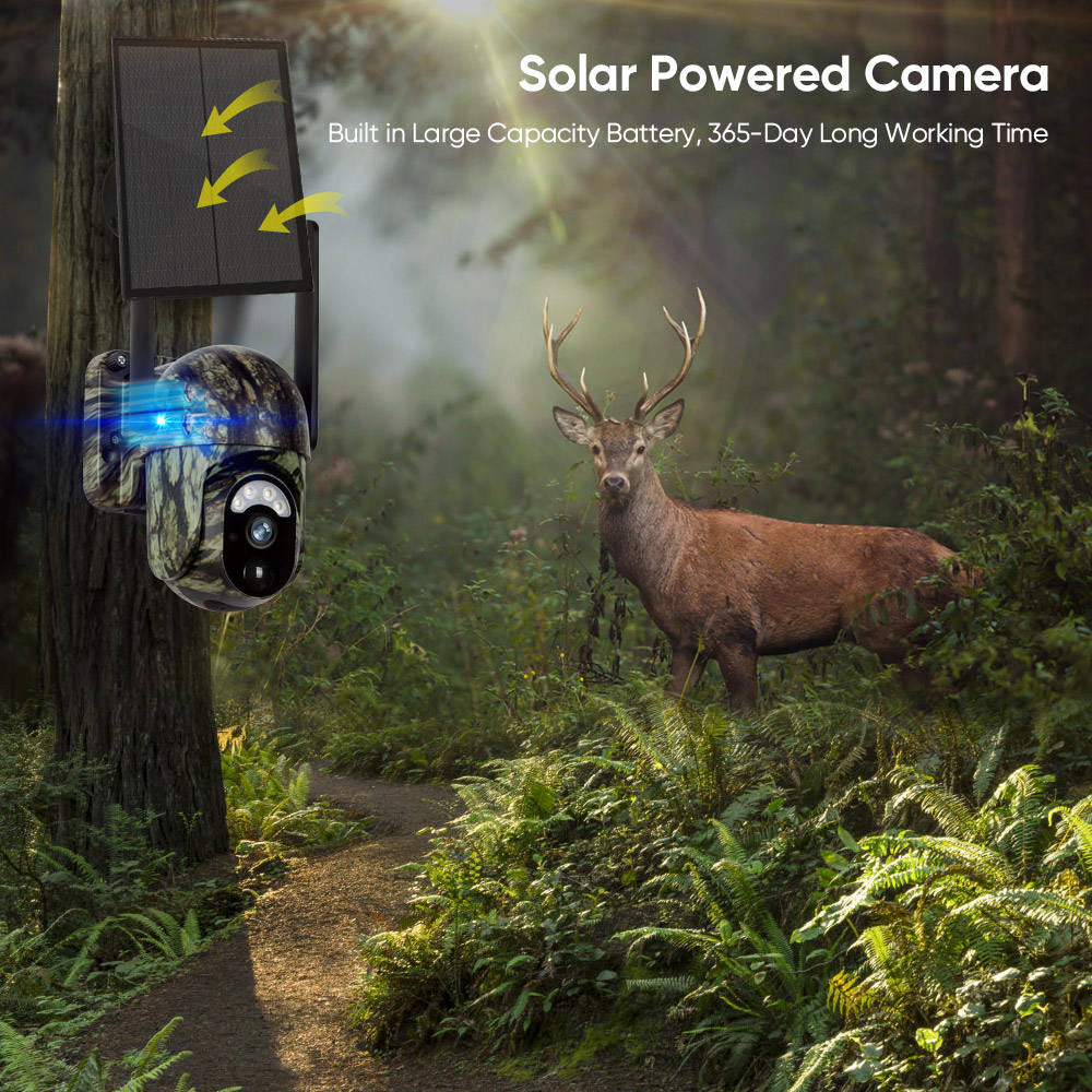 Caméra de surveillance solaire 4G CB114S Vue en direct 2K HD, couverture 360°, sans Wi-Fi, commande à distance par application, étanche, détection de mouvement, vision nocturne. Idéale pour l'extérieur.