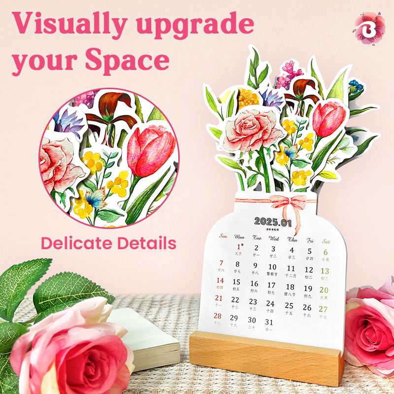 Buy 3 Get 2 Free 2025 Bloomy Flowers Desk Calendar