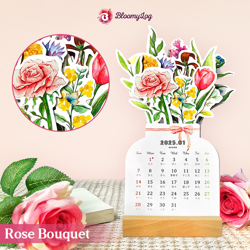 Buy 3 Get 2 Free 2025 Bloomy Flowers Desk Calendar