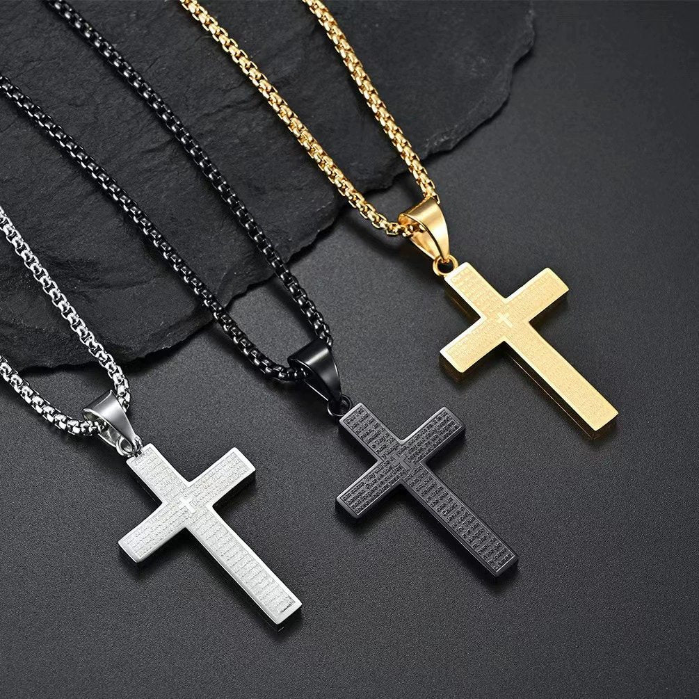 De réduction - Collier croix de Scibble avec prière du Seigneur