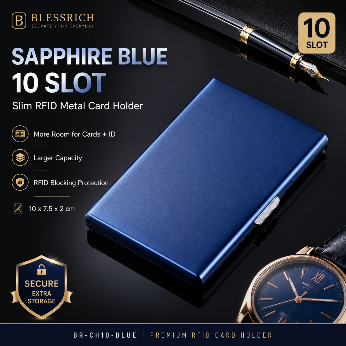 Metallic RFID blocking card holder