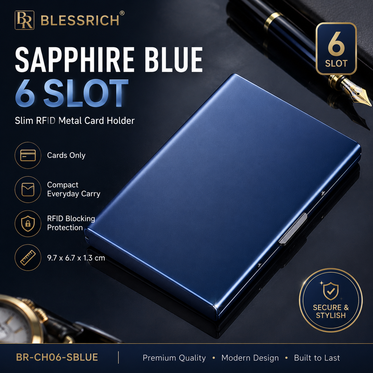 Metallic RFID blocking card holder