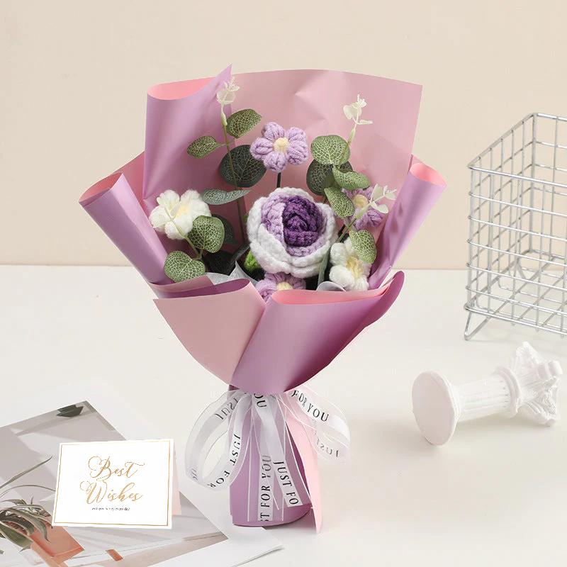 RÉDUCTION Bouquet de fleurs délicates au crochet fait main Design réaliste, durable et parfait pour la décoration intérieure ou comme cadeau