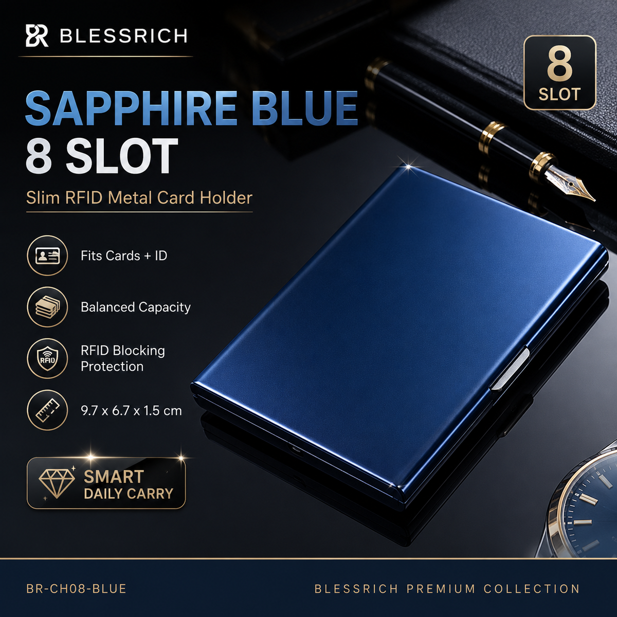 Metallic RFID blocking card holder