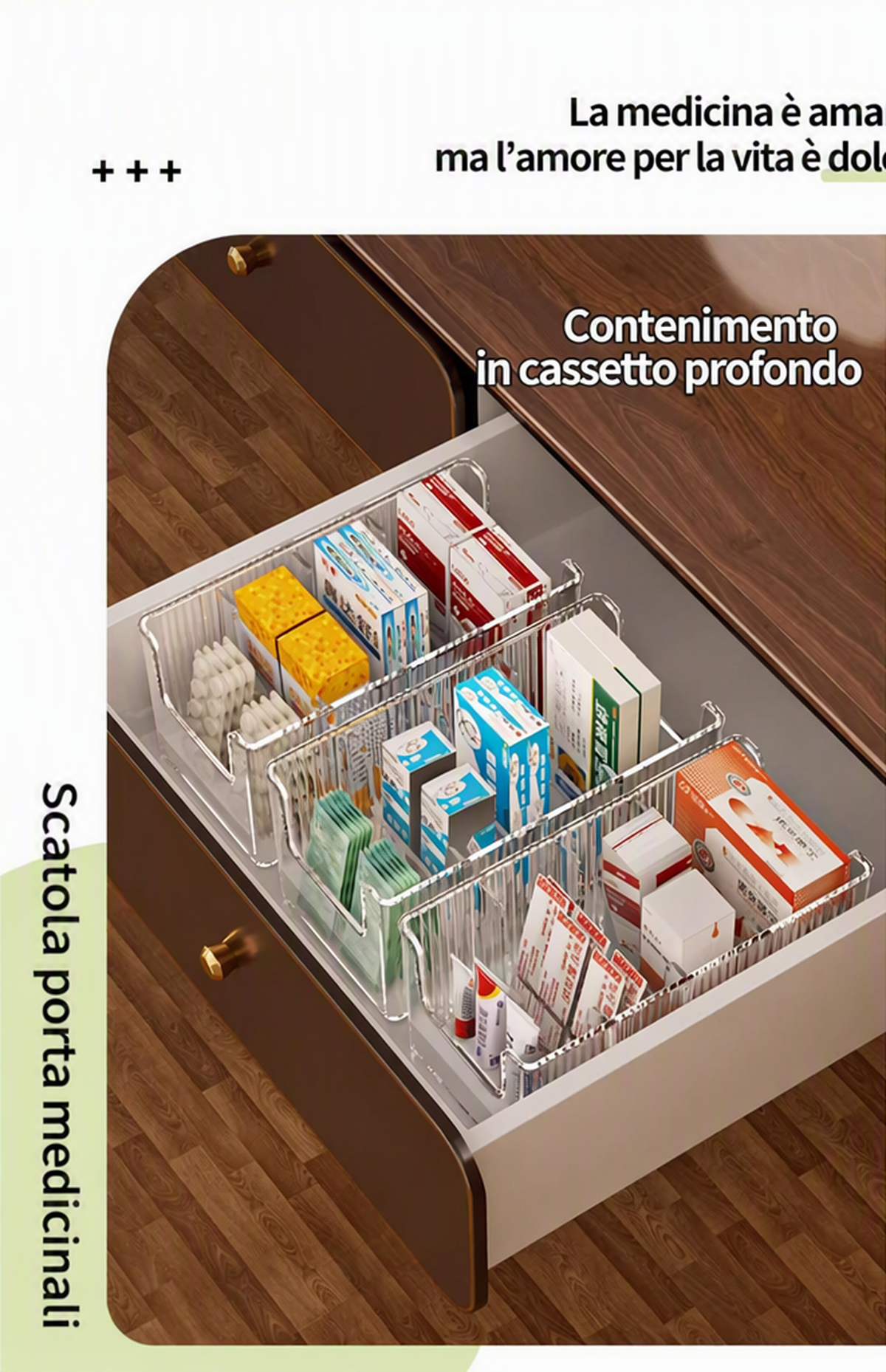 Organiseur de Médicaments Télescopique Transparent Extensible, Parfait pour Ranger Votre Armoire à Pharmacie