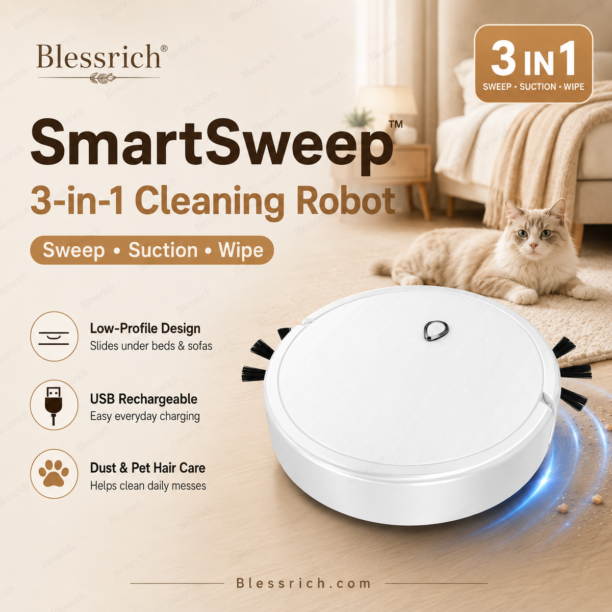 Robot aspirateur 3-en-1 SmartSweep