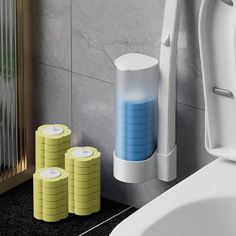 Système de nettoyage jetable pour toilettes : nettoyage hygiénique en un clic, ne laisse aucun résidu, facile à utiliser et jetable.