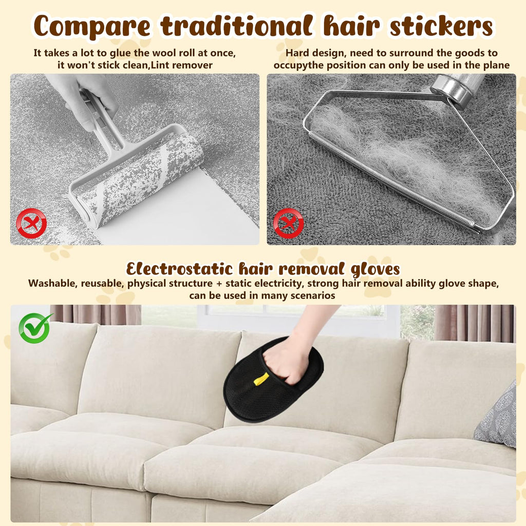 Antistatic gloves for pet hair removal