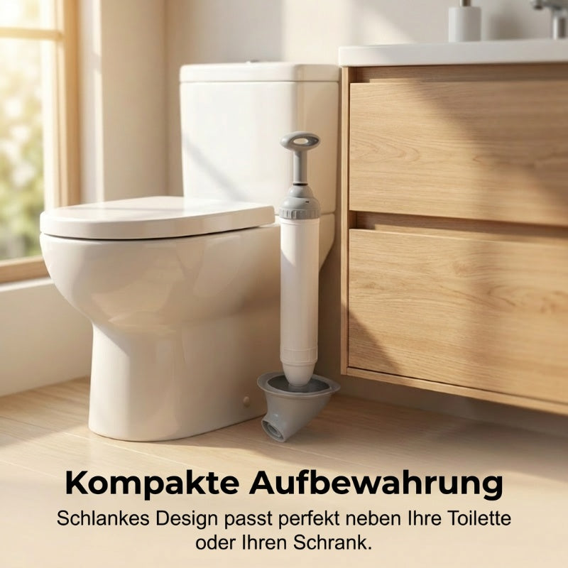 Déboucheur haute pression pour toilettes à usage domestique, élimination immédiate des bouchons, sans produits chimiques, sans saleté.