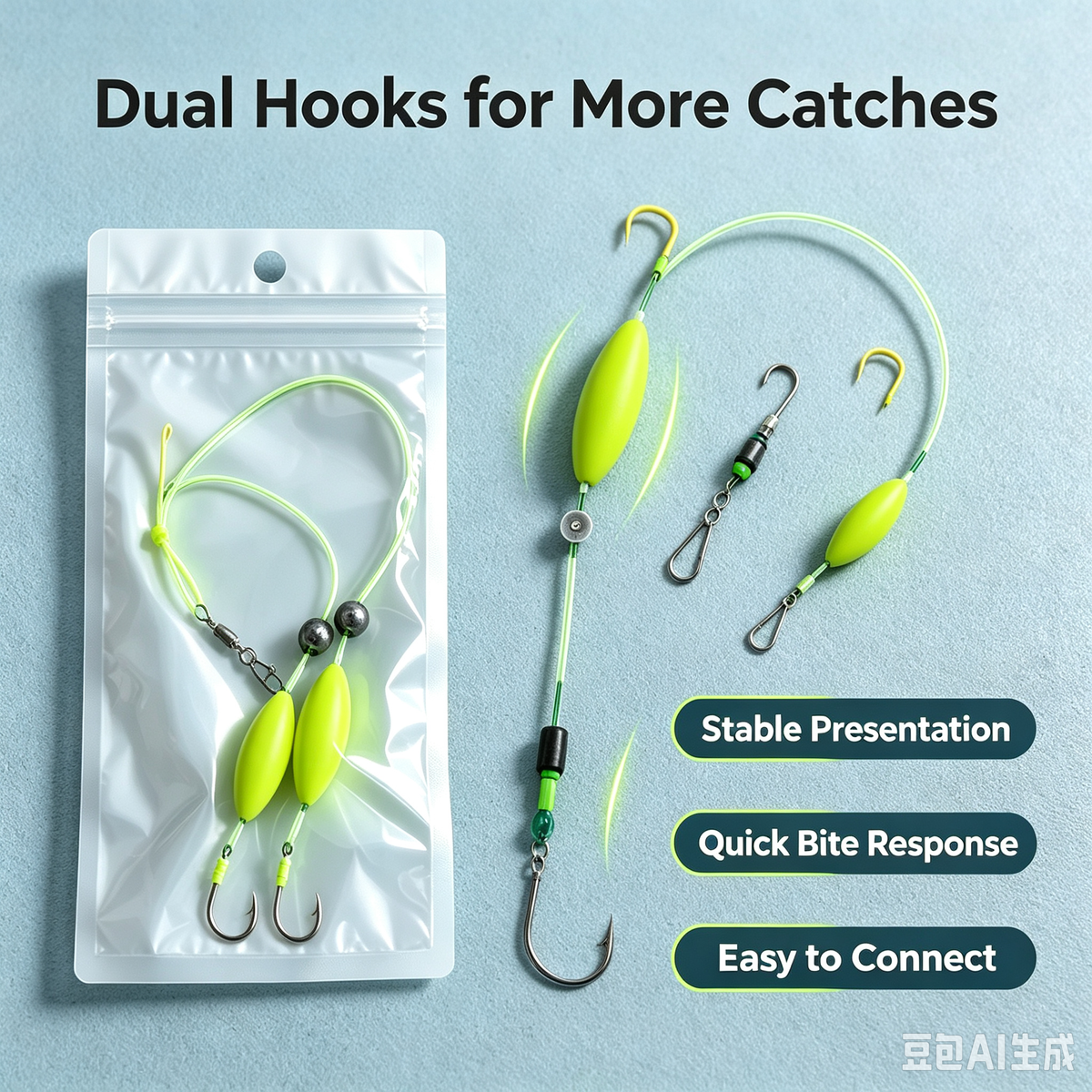 Montage prêt à l'emploi double hameçon anti-herbe