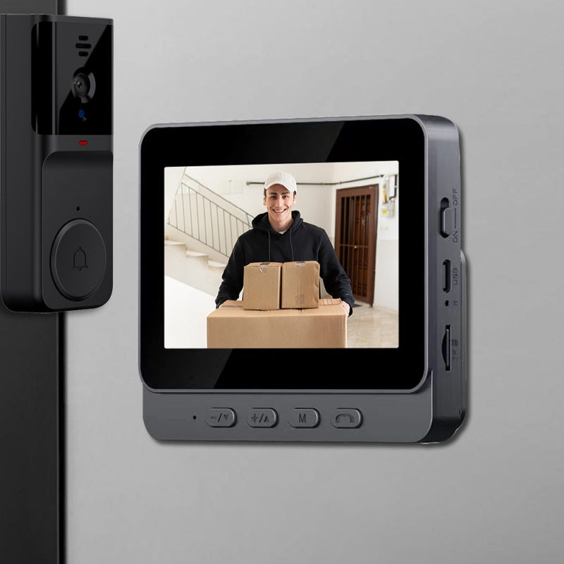 Wireless doorbell camera: 1080P, 170° viewing angle, 4.3-inch screen, IPX65 waterproof for outdoor use, night vision