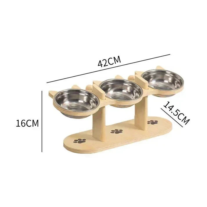 Elevated Non-Slip Pet Feeder with 3 Bowls | Spinal Protection with Non-Slip Base