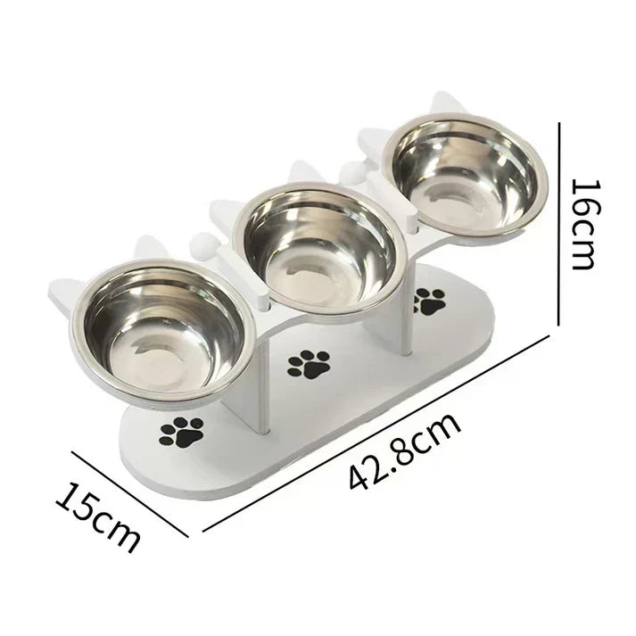 Elevated Non-Slip Pet Feeder with 3 Bowls | Spinal Protection with Non-Slip Base
