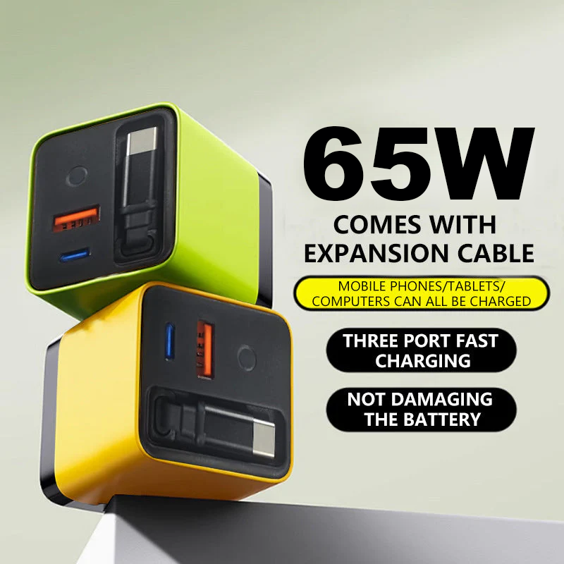 Offre spéciale 2026 Chargeur 65 W avec câble USB-C rétractable