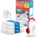 RÉDUCTION OFFRE EXCEPTIONNELLE Lot de 6 sacs de compression pour aspirateur électrique USB Rangement peu encombrant, fermeture hermétique, réutilisables et durables