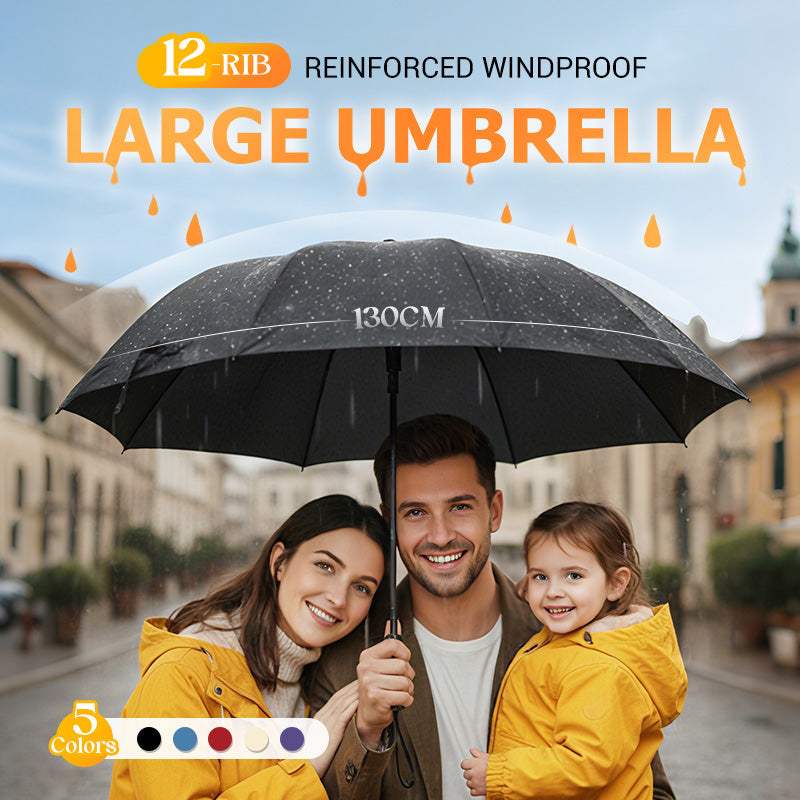 Grand parapluie pliable avec 12 baleines coupe-vent