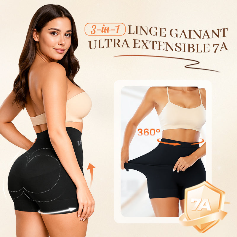 Culotte gainante taille haute en soie glacée pour femme avec contrôle du ventre et effet push-up
