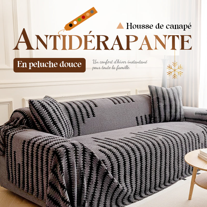 Housse de canapé douce et antidérapante en peluche