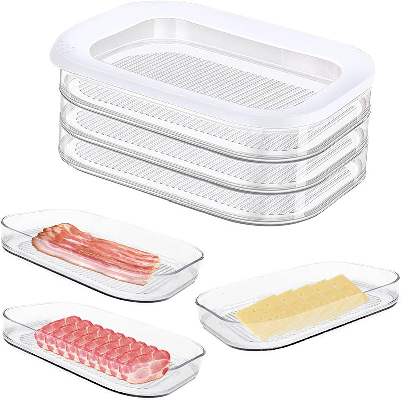 DE REDUCTION Boîtes Alimentaires 3 Étages PET Transparentes, Hermétiques & Empilables pour Réfrigérateur Organisé