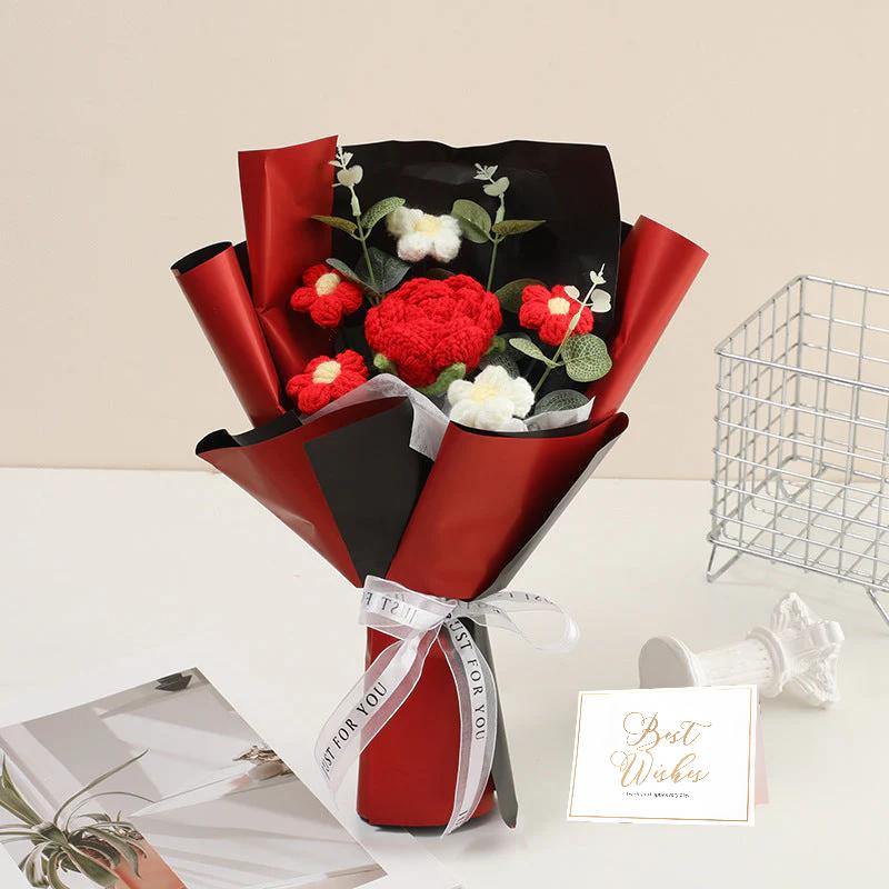 RÉDUCTION Bouquet de fleurs délicates au crochet fait main Design réaliste, durable et parfait pour la décoration intérieure ou comme cadeau