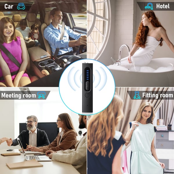 Détecteur de Caméras Espion RF, 6 Niveaux de Sensibilité, Portée 10m, Protection de la Vie Privée