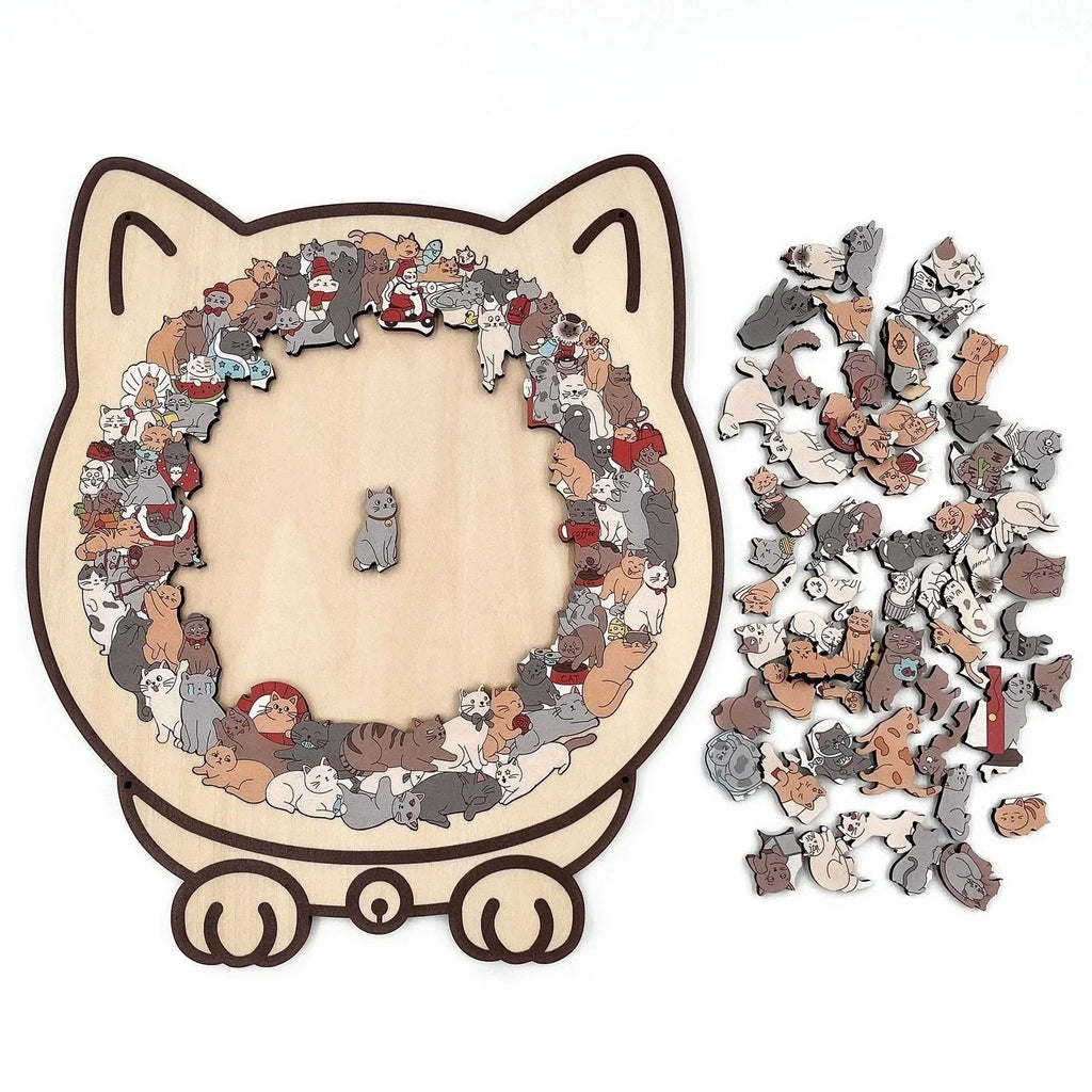 Christmas Sale 50% Off Morandi Color Cat Wooden Jigsaw Puzzle, 135 Pieces