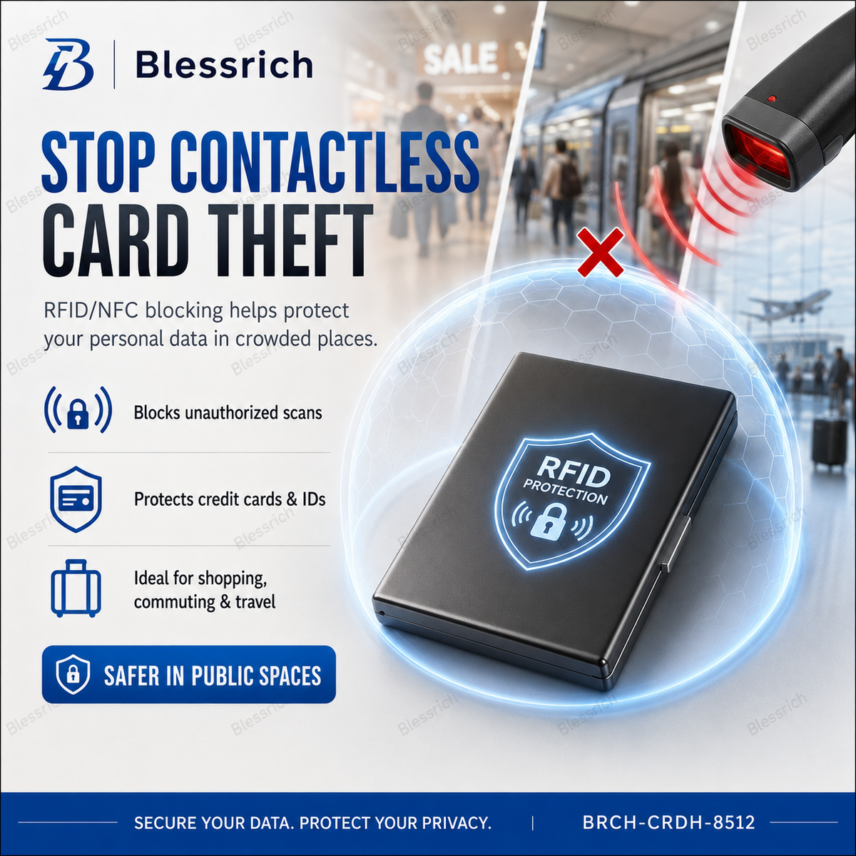 Metallic RFID blocking card holder