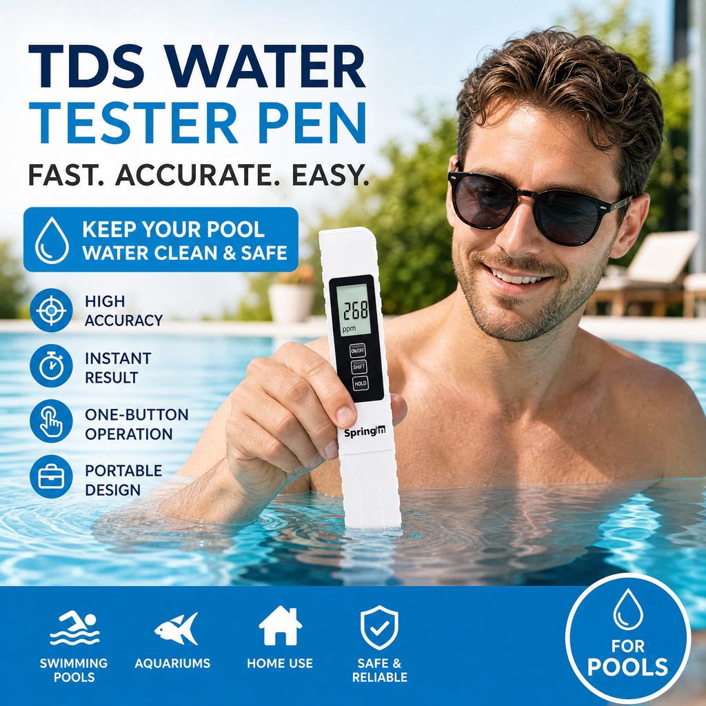 TESTEUR DE RÉDUCTION Testeur de qualité d'eau 3-en-1 TDS - Mesure précise du pH, du chlore et de la dureté avec écran LCD pour piscines et aquariums