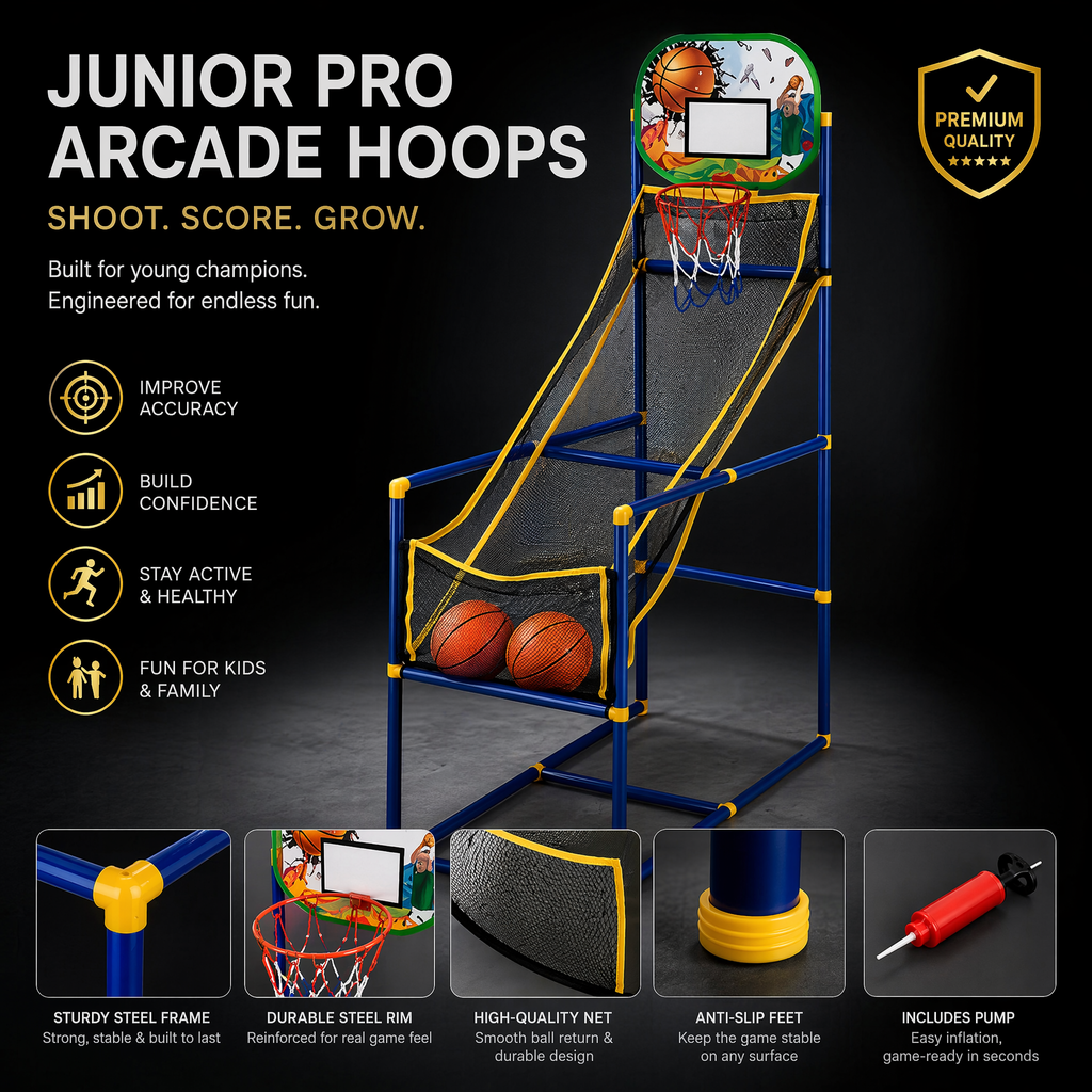 Panier de basket arcade pour enfant : défoulez-vous à la maison, améliorez votre coordination, plaisir garanti en famille ou en solo.
