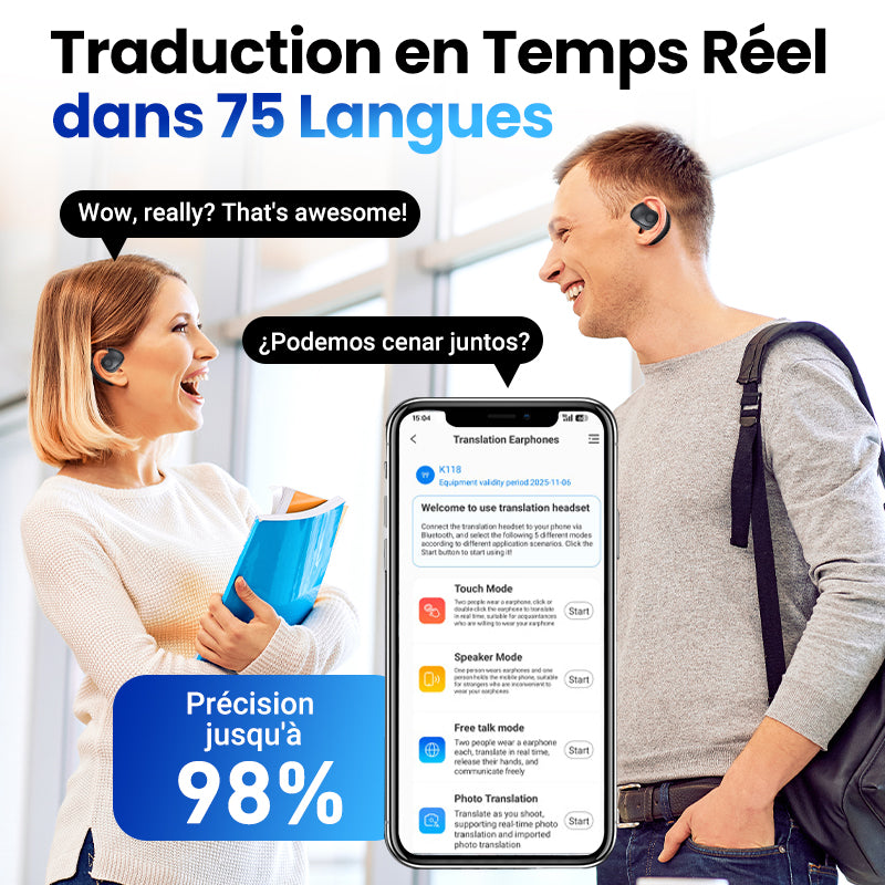 2025 Écouteurs sans Fil Bluetooth Intelligents pour la Traduction