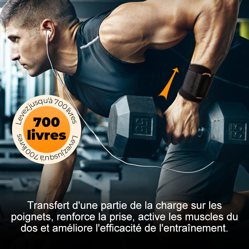Sangles de Poignet Robustes pour Musculation, Crochets de Levage, Adhérence Ultrasécurisée, Confort Maximal et Soutien Musculaire Intensif