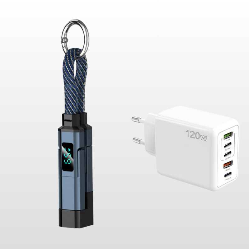 Special offer: Buy 2, get 1 FREE 4-in-1 charging cable with digital display and keychain fast charging, tangle-resistant and compact