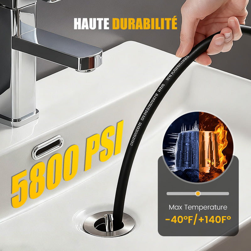 Kit de nettoyage haute pression 5800 PSI pour canalisations - Buse rotative et tuyau renforcé pour déboucher les égouts