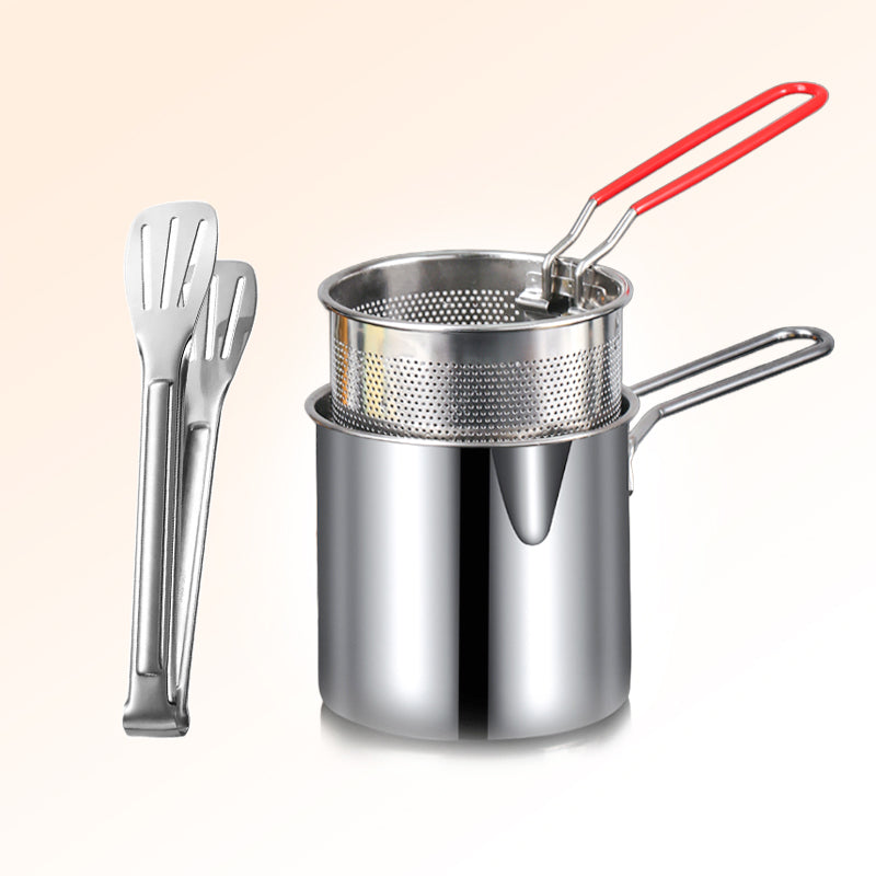 Multifunction Fryer in 304 Food Grade Stainless Steel, Anti-Splash Design & Filter Basket for Fries and Chicken