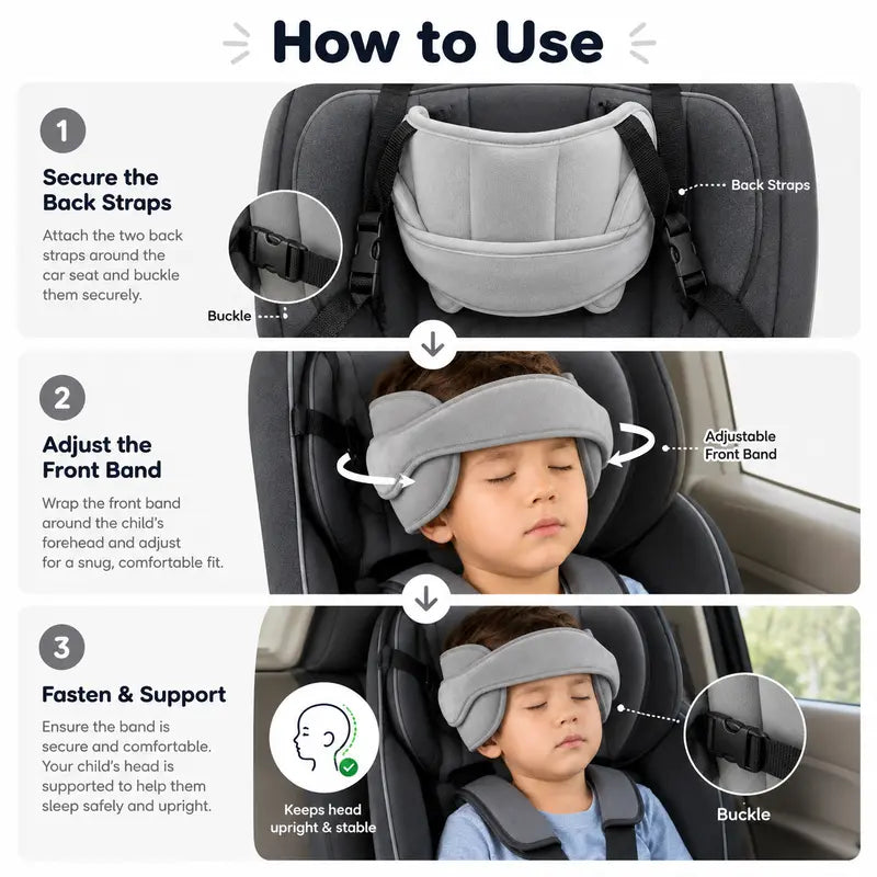Appui-tête de siège auto pour enfant, sangle de soutien souple et moelleuse pour la sieste, réglable, avec coussins latéraux rembourrés