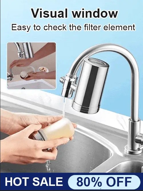 Purificateur d'eau pour robinet domestique en acier inoxydable sans installation