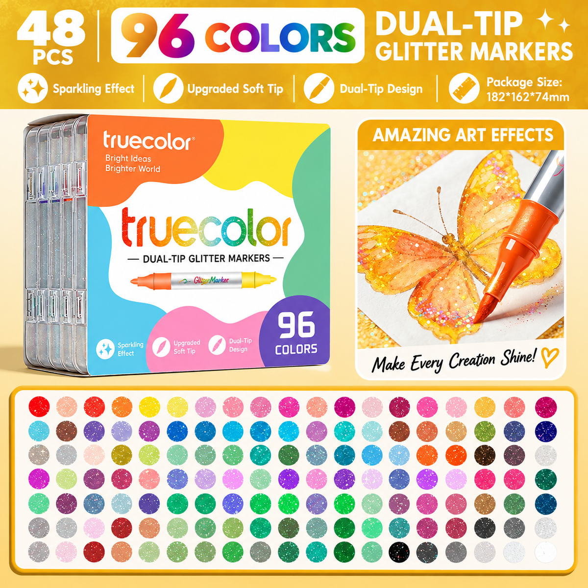 Magical Glitter Markers Dual-Tip Two-Color Art Pens