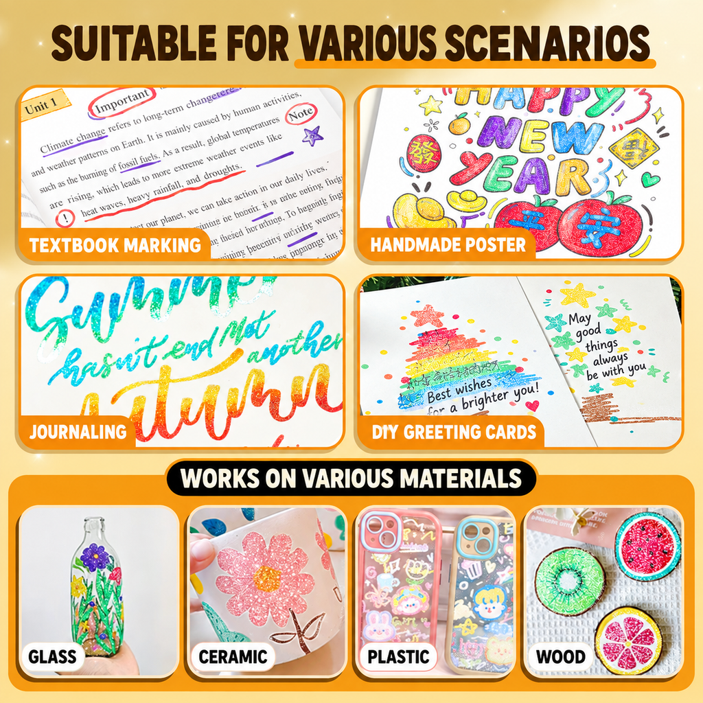 Magical Glitter Markers Dual-Tip Two-Color Art Pens