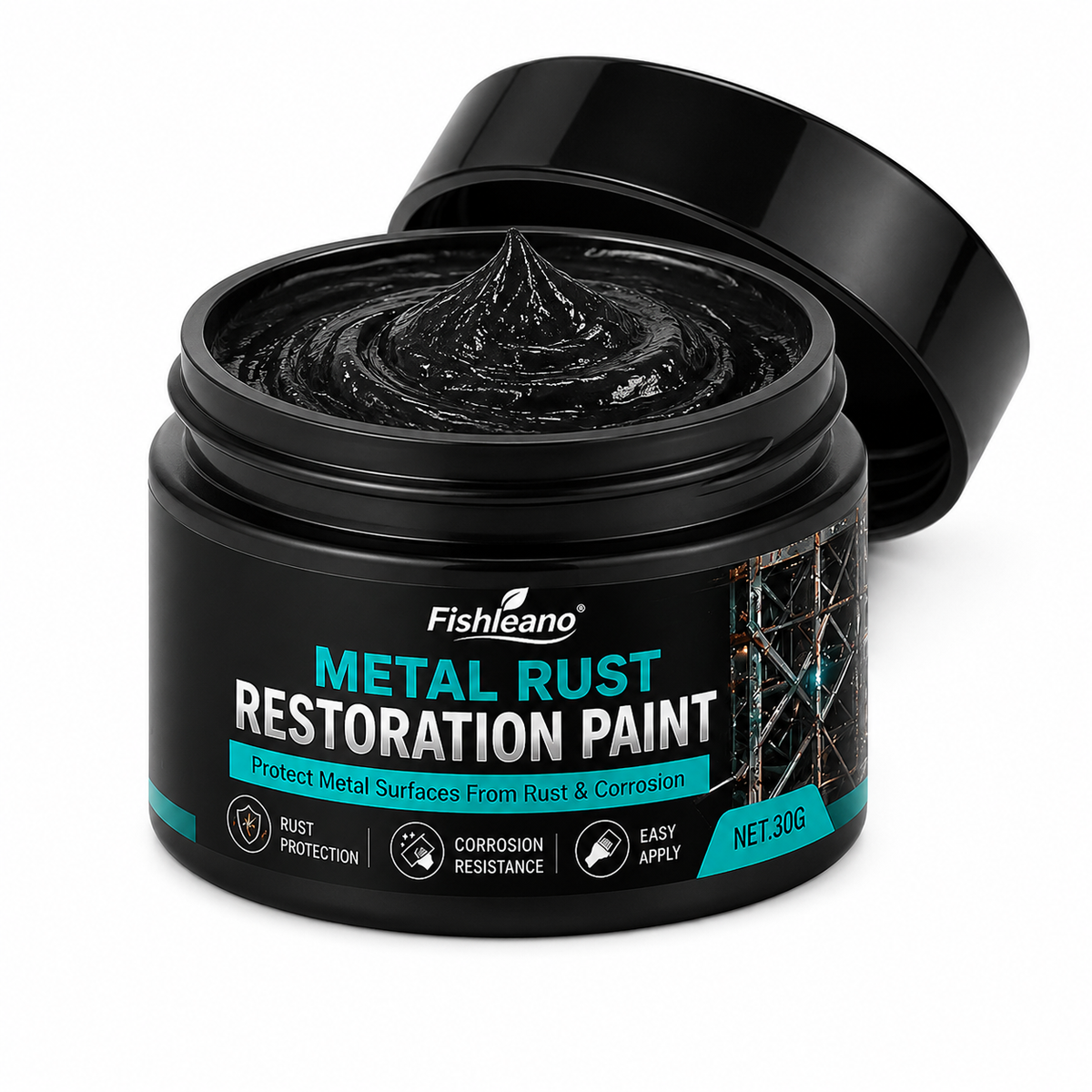 Pâte de réparation noire antirouille pour métal. Rénove les portails, garde-corps et outils rouillés. Forme un revêtement protecteur, inutile de les remplacer.