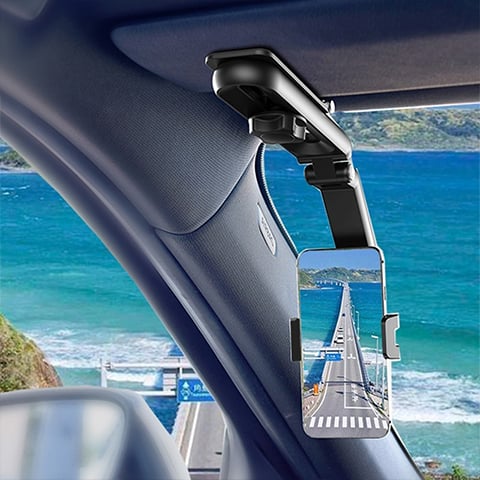 Retractable and rotating cell phone holder