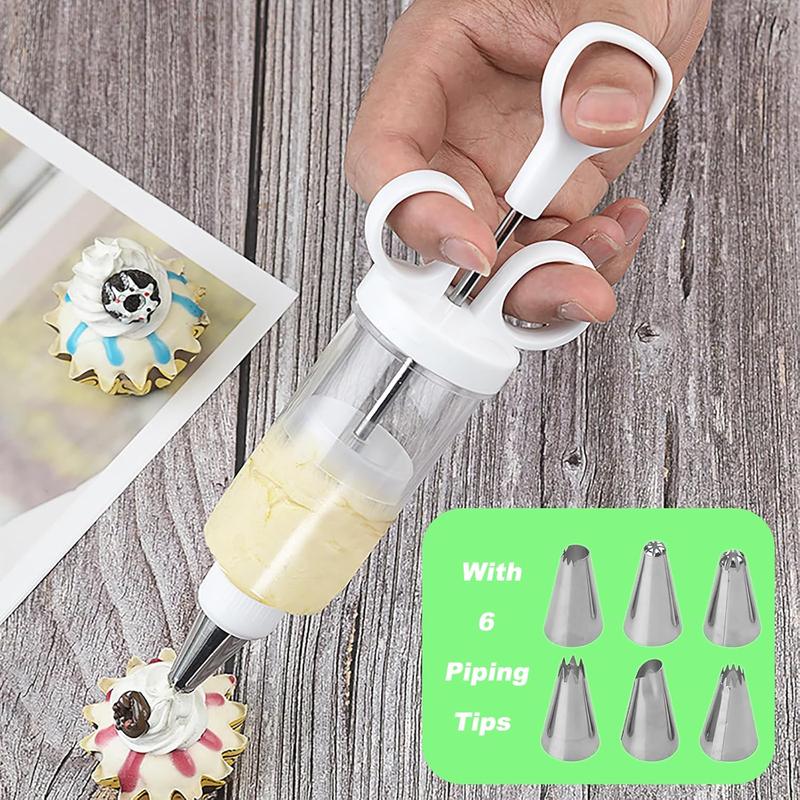 RÉDUCTION Kit pistolet à décorer les gâteaux en inox, set complet avec 18 embouts et douilles, décorez l'intérieur et l'extérieur.
