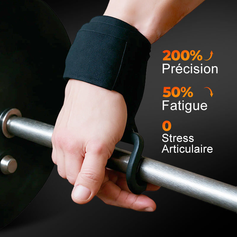 Sangles de Poignet Robustes pour Musculation, Crochets de Levage, Adhérence Ultrasécurisée, Confort Maximal et Soutien Musculaire Intensif